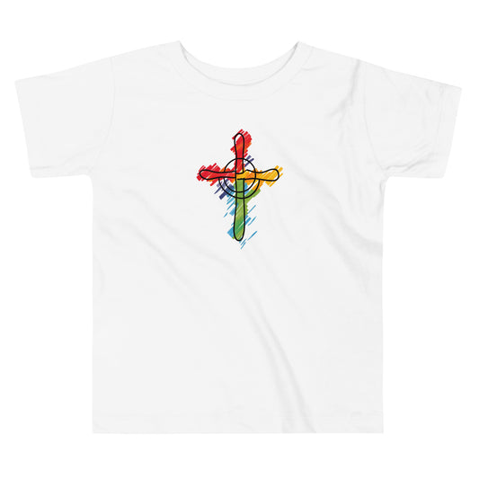 A child sketched cross  - Toddler Short Sleeve Tee