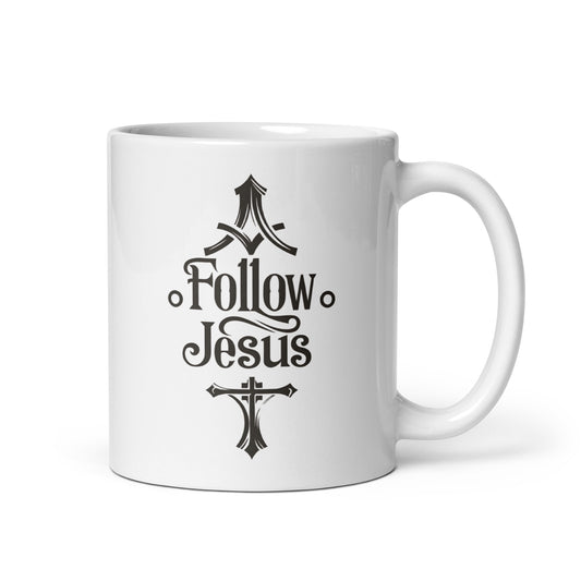 "Follow Jesus" - White glossy mug